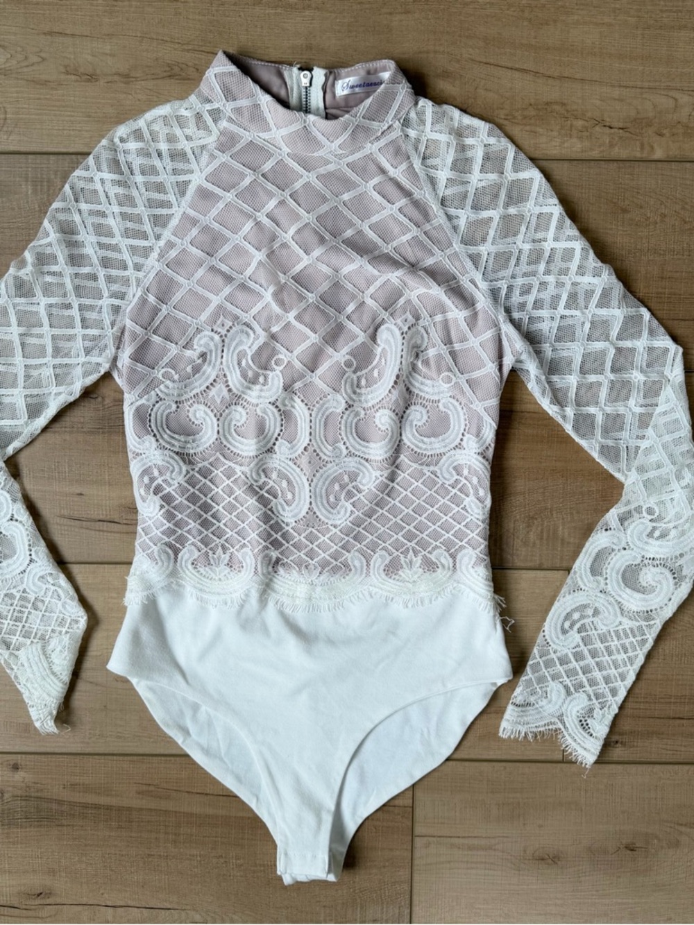 Women’s Ivory Lace bodysuit M Sweetaeacia coquette Dollete Fairy Cottagecore